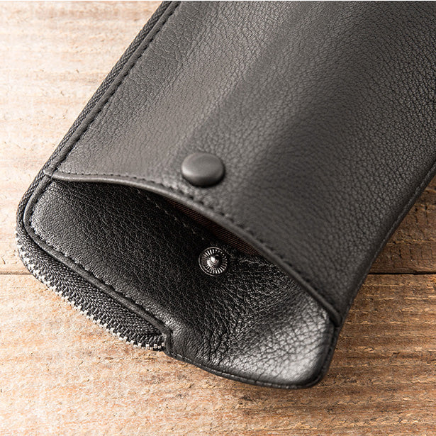 DYQ JEWELRY Men's Cowhide Ultra Thin Long Zipper Wallet