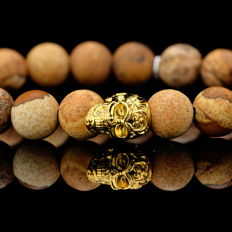 DYQ Jewelry Yellow Gemstone Bracelet Brass Skull For Women Bracelet