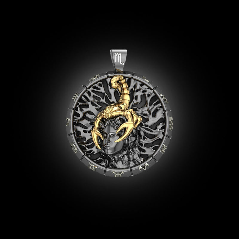 DYQ JEWELRY 925 Silver 18K Gold Signs Of The Zodiac Scorpio Pendant Necklace