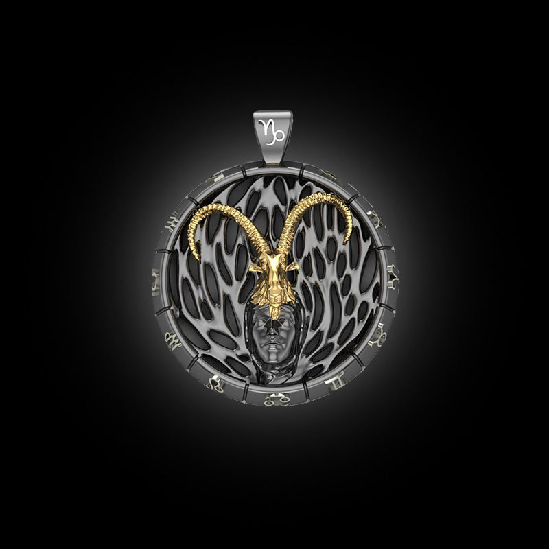 DYQ JEWELRY 925 Silver 18K Gold Signs Of The Zodiac Capricornus Pendant Necklace
