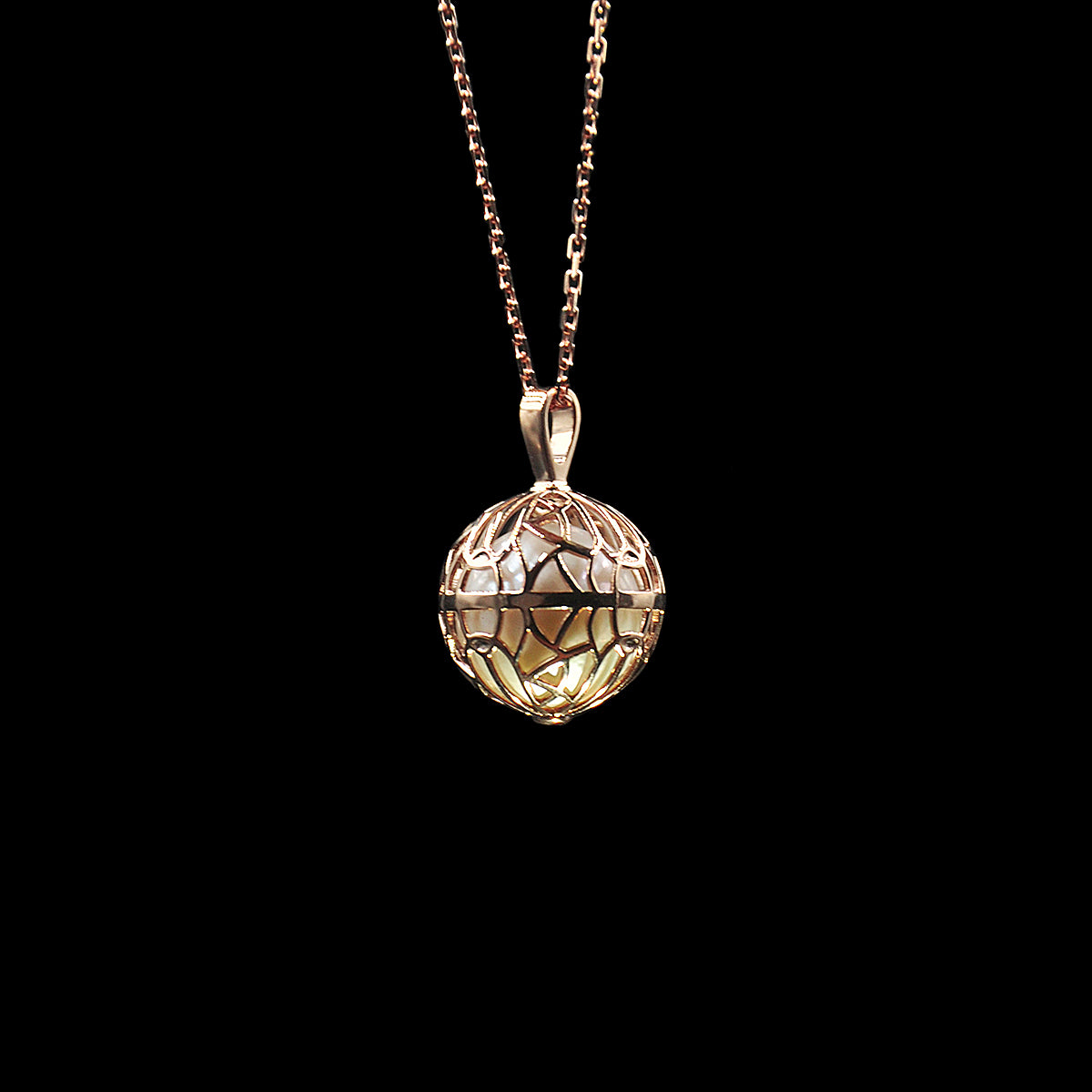 DYQ JEWELRY 18K Rose Gold Pearl Pendant Men's Necklace Women's Necklace Couple