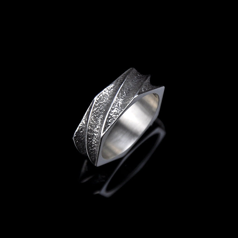 DYQ JEWELRY NUT Ring 925 Silver Ring Men's Wide Ring