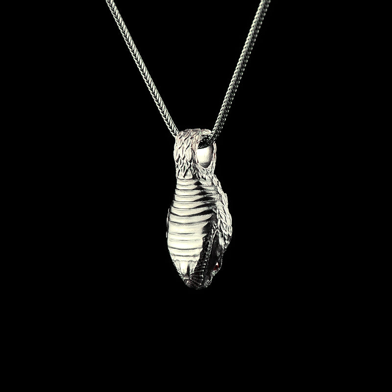 DYQ JEWELRY 925 Silver Snake Pendant Men's Necklace