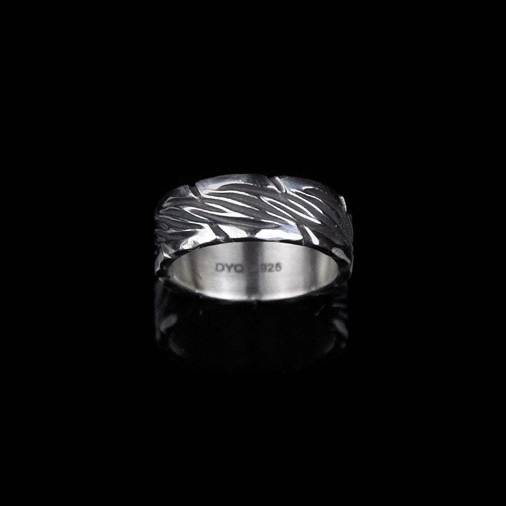 DYQ JEWELRY Male Bark Ring 925 Silver Ring Men's Ring