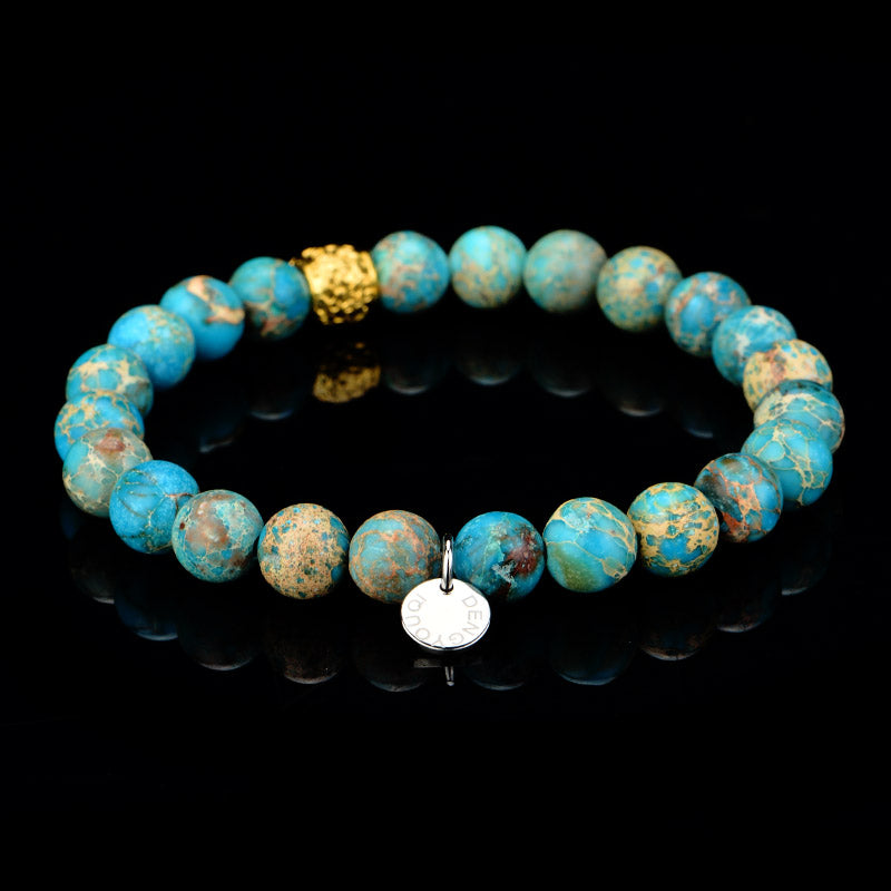 DYQ Jewelry Blue Shoushan Stone Bracelet Brass Skull For Women Bracelet