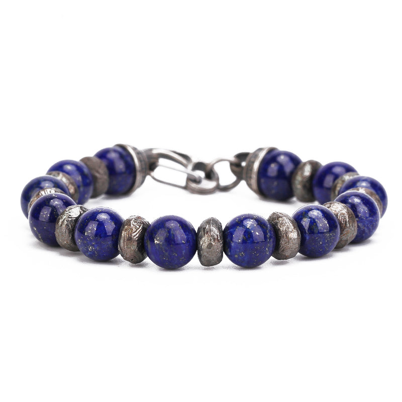 DYQ JEWELRY 925 Silver Bead Blue Lazurite Man's Bracelet