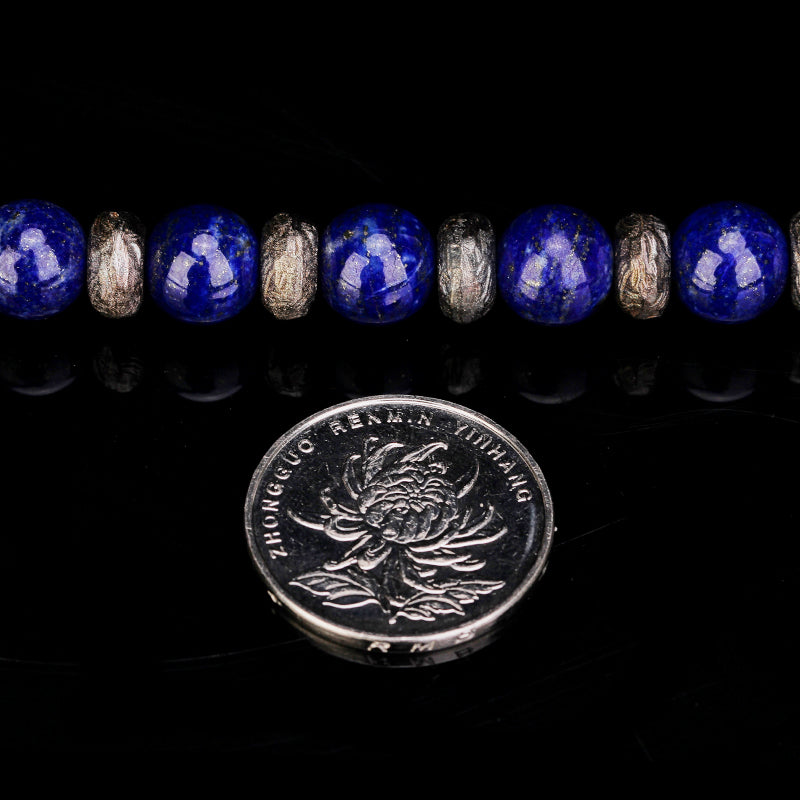 DYQ JEWELRY 925 Silver Bead Blue Lazurite Man's Bracelet