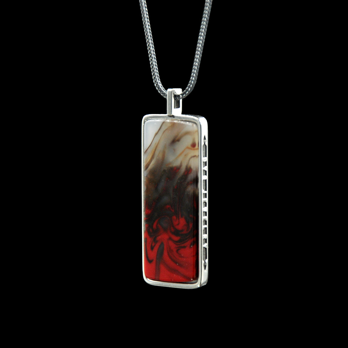 DYQ JEWELRY WuShi 925 Silver Bloodstone Pendant Men's Necklace