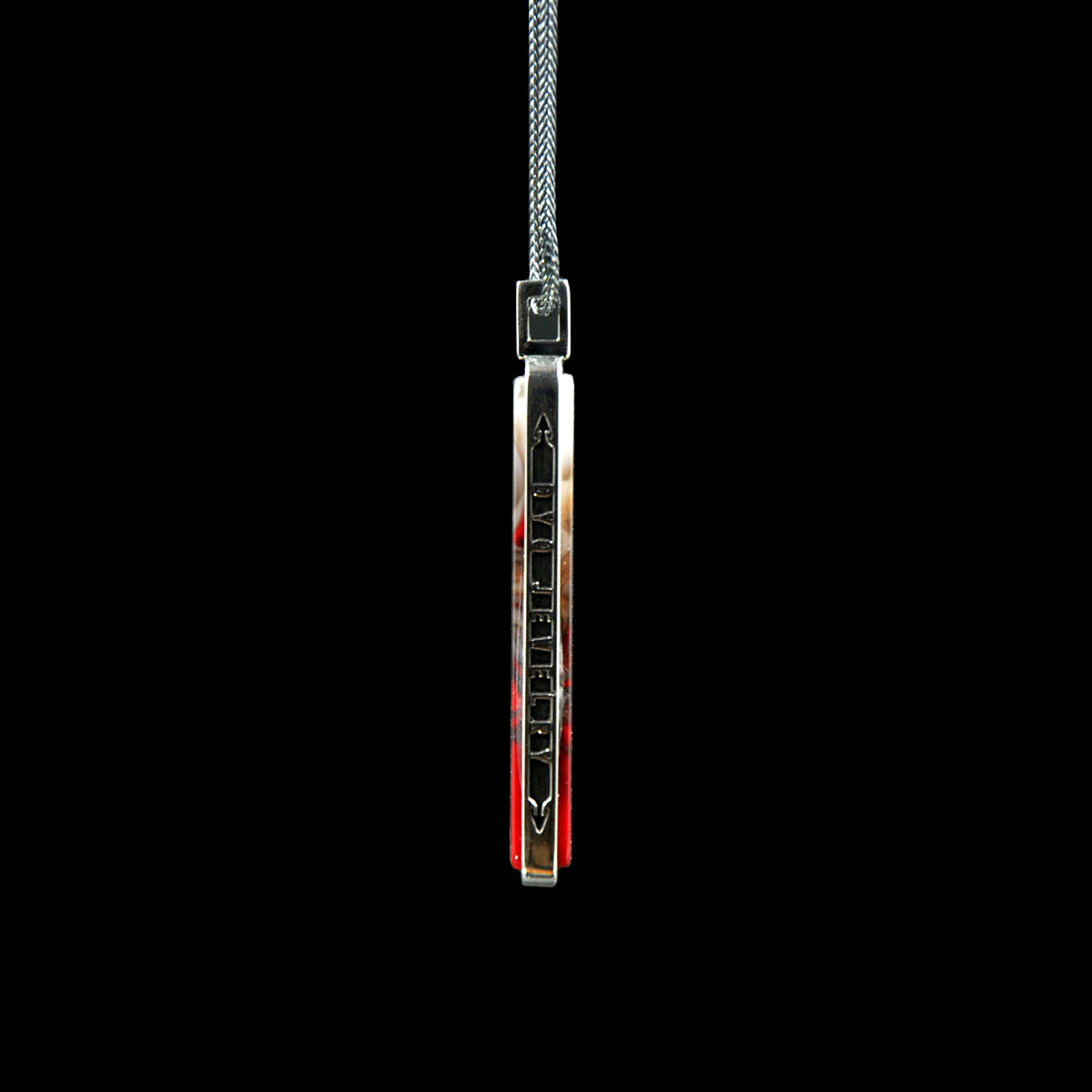 DYQ JEWELRY WuShi 925 Silver Bloodstone Pendant Men's Necklace