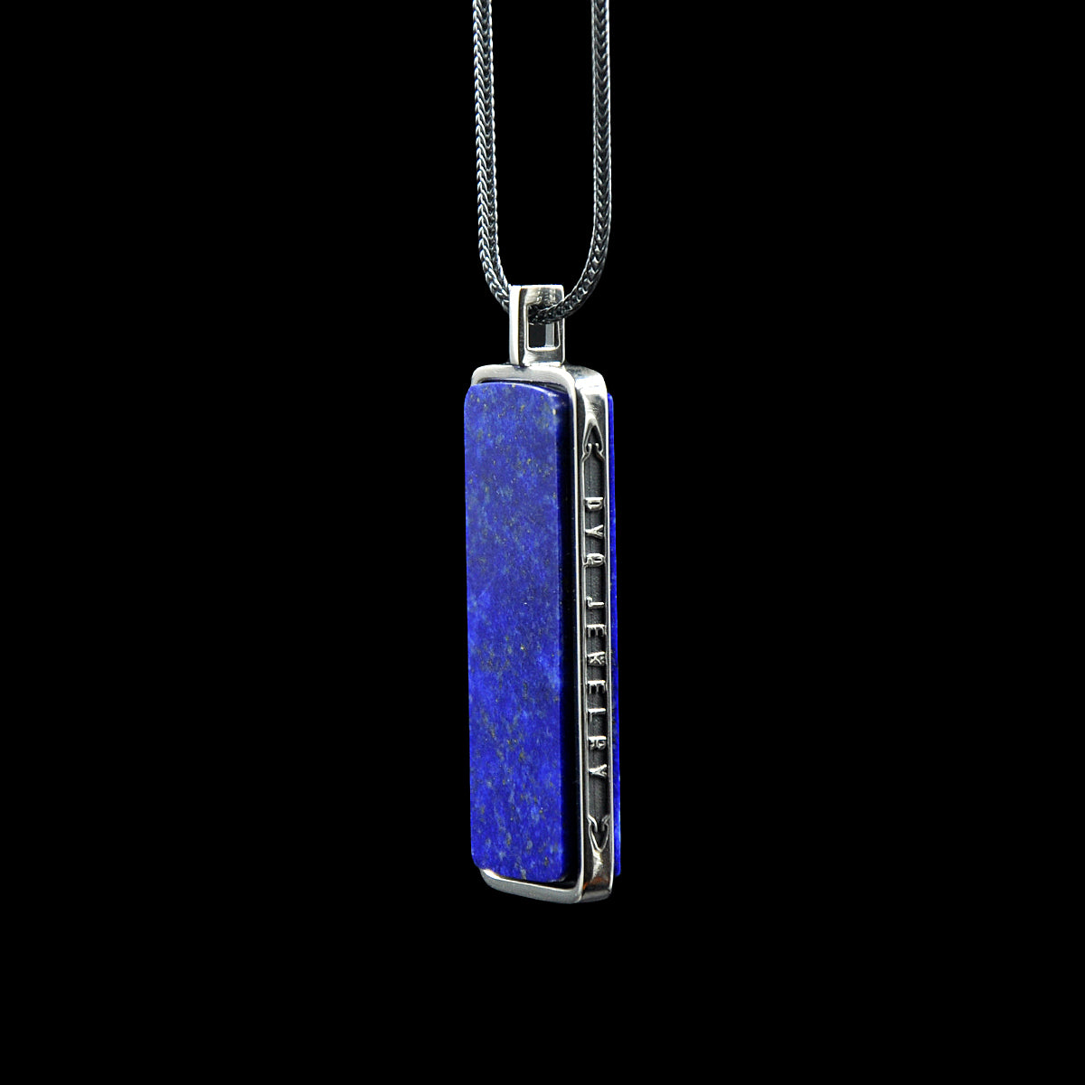DYQ JEWELRY WuShi 925 Silver Inlay Lapis Lazuli Pendant Men's Necklace